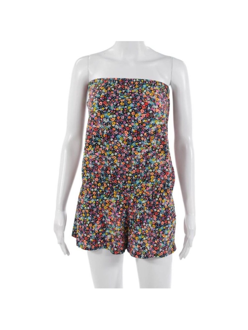 Shoshanna Floral Bandeau Swim Romper in Black Multicolor